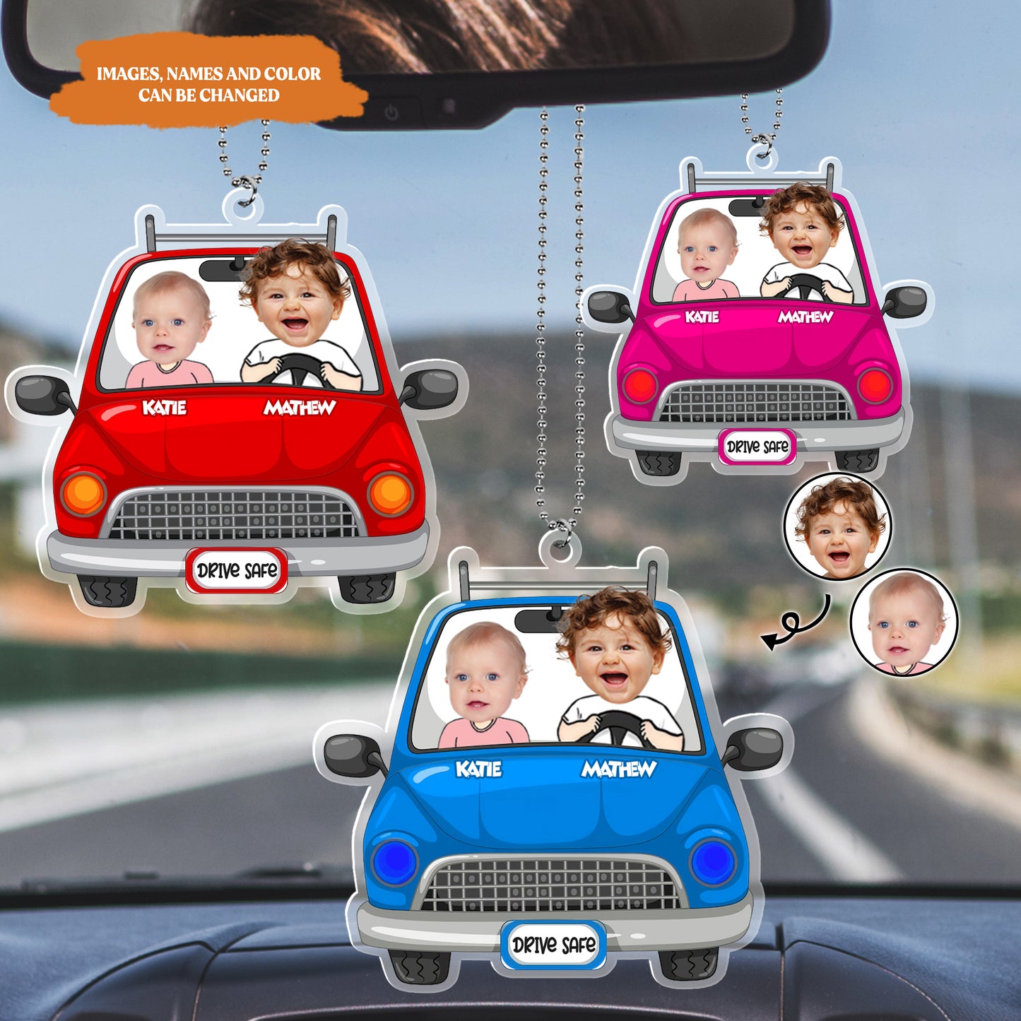 Petthouse | Personalized Photo Drive Safe Dad Gift Car Hanger, Ornament Gift For Daddy