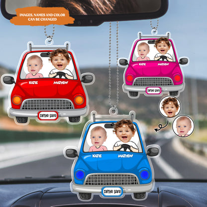 Petthouse | Personalized Photo Drive Safe Dad Gift Car Hanger, Ornament Gift For Daddy