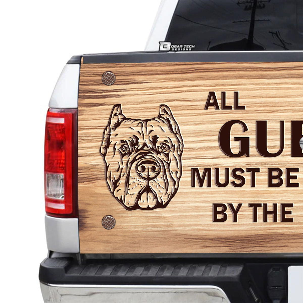 Petthouse | All Guests Must Be Approved By The Dogs Tailgate Wrap Pitbull Dog Tailgate Wraps