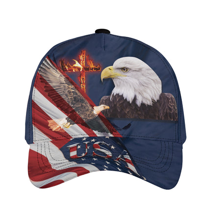 Petthouse | Personalized Name Golf Caps Custom Patriotic Hat Eagle Cross Cap Polyester Mid-profile Baseball Cap American Flag Custom Name Hats For Men