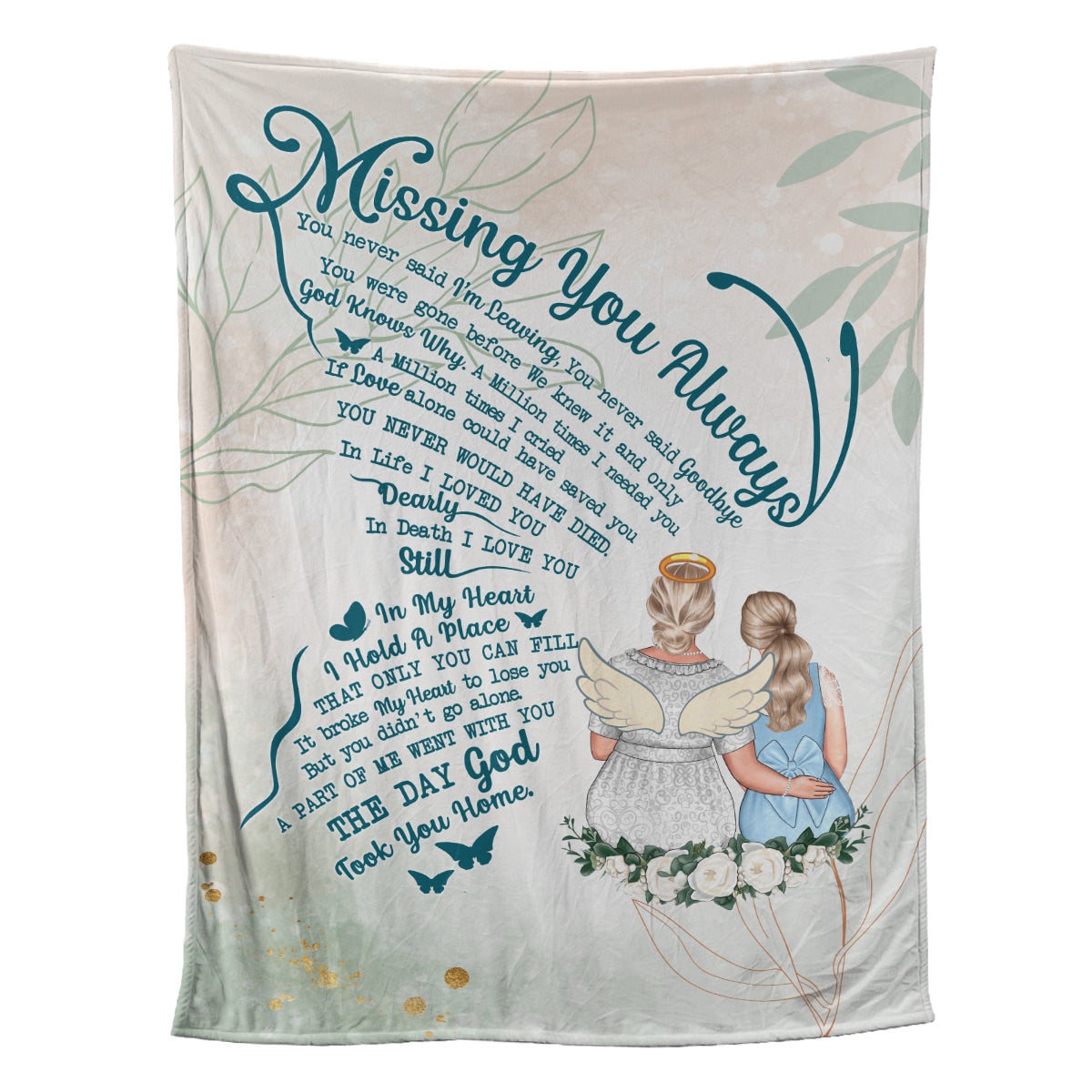 Petthouse | Customized Missing You Always Bedroom Cuddling, Grandmother In The Heaven Cozy Blanket, Loss Of Beloved