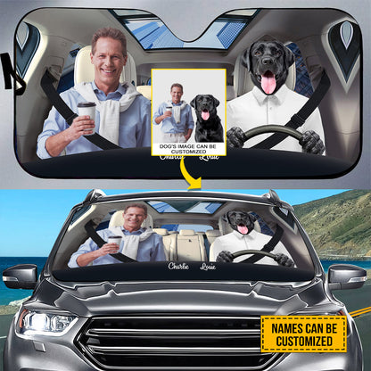 Petthouse | Dog Boss Customized Windshield Sun Shade With Photo Go To Work With Pet Auto Shade Protector Fun