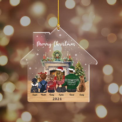 Petthouse | Personalized Family Ornament, Family Christmas Ornament With Pets, Family And Pet Ornament