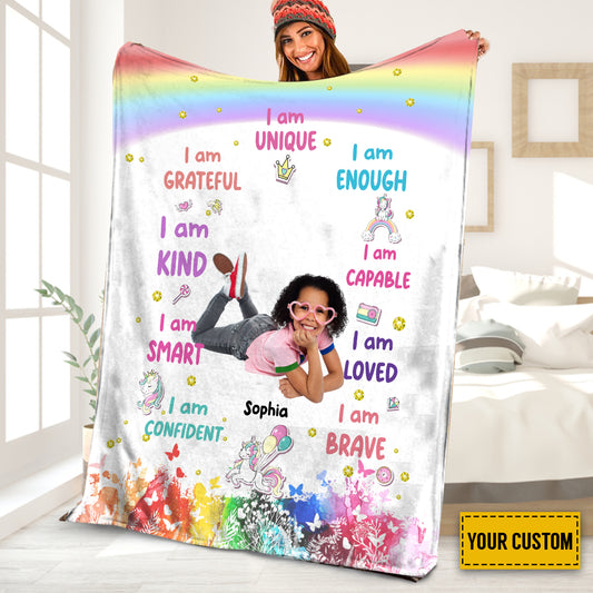 Petthouse | Personalized Photo I Am Loved Fleece Blanket, To My Daughter Throw Blanket, Family Travel Blanket