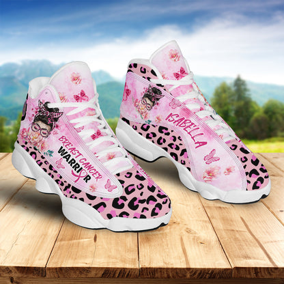 Petthouse | Personalized Name Breast Cancer Awareness Shoes, Breast Cancer Warrior Girl, Pink Ribbon Basketball Shoes, Breast Cancer Gifts