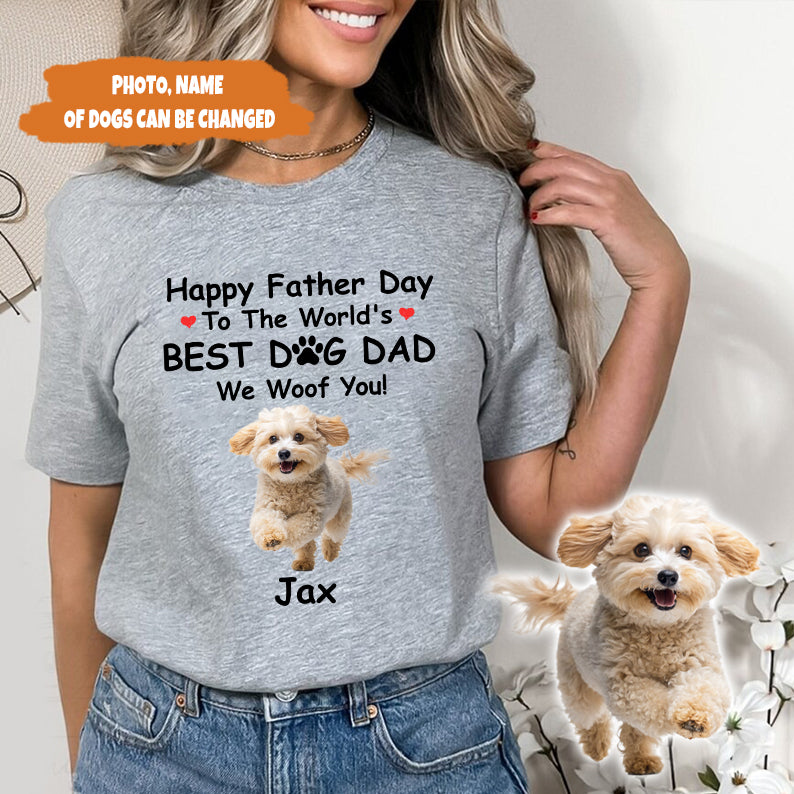 Petthouse | Personalized Dog Happy Father's Day To The World's Shirt, Pet Photo Best Dog Dad