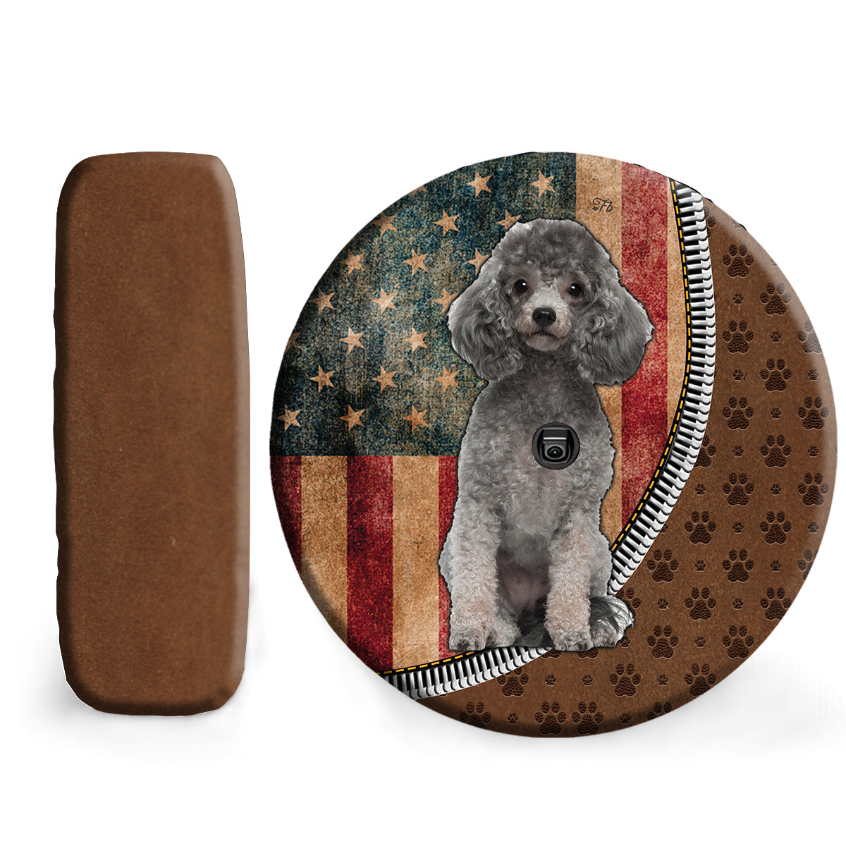 Petthouse | Poodle Dog Wheel Tire Covers American Flag Vintage Sparetire Covers Waterproof Camper