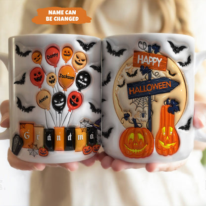 Petthouse | Personalized Grandma Happy Halloween Mug, Halloween Vibes 3d Inflated Mug, Gift For Mom