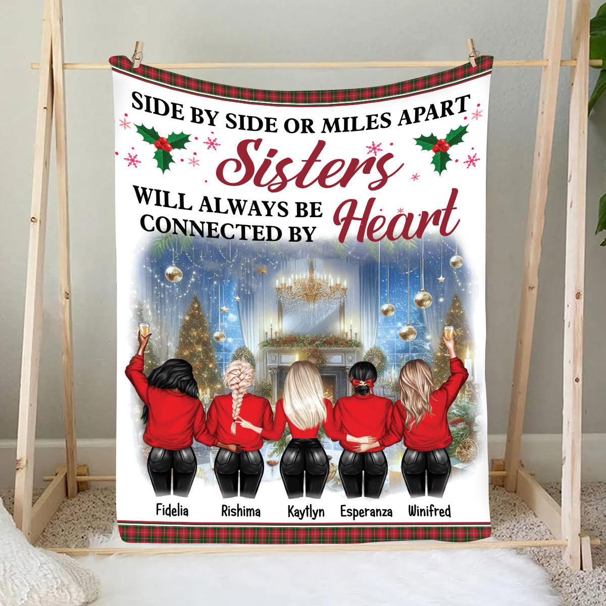 Petthouse | Personalized Siblings Fleece Blanket, Best Friends Will Always Be Connected By Heart Throw Blanket