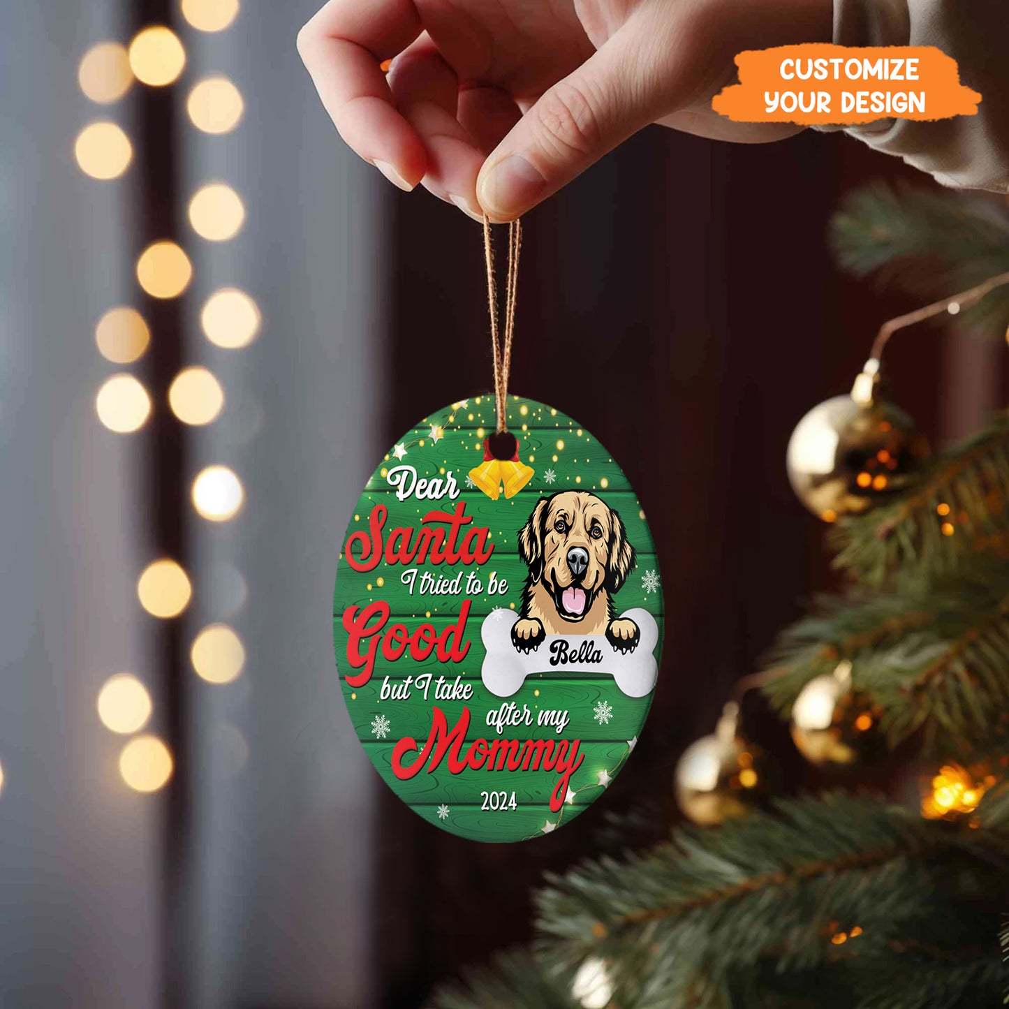 Petthouse | Personalized Dog Christmas Ornament, Dear Santa I Tried To Be Good, Dog Mama Ornament