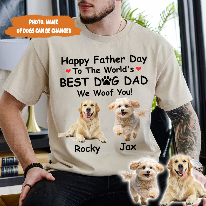 Petthouse | Personalized Dog Happy Father's Day To The World's Shirt, Pet Photo Best Dog Dad