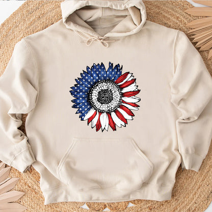 Petthouse | America Sunflower Shirt, Usa Flag Flower 4th Of July Flag Graphic Shirt