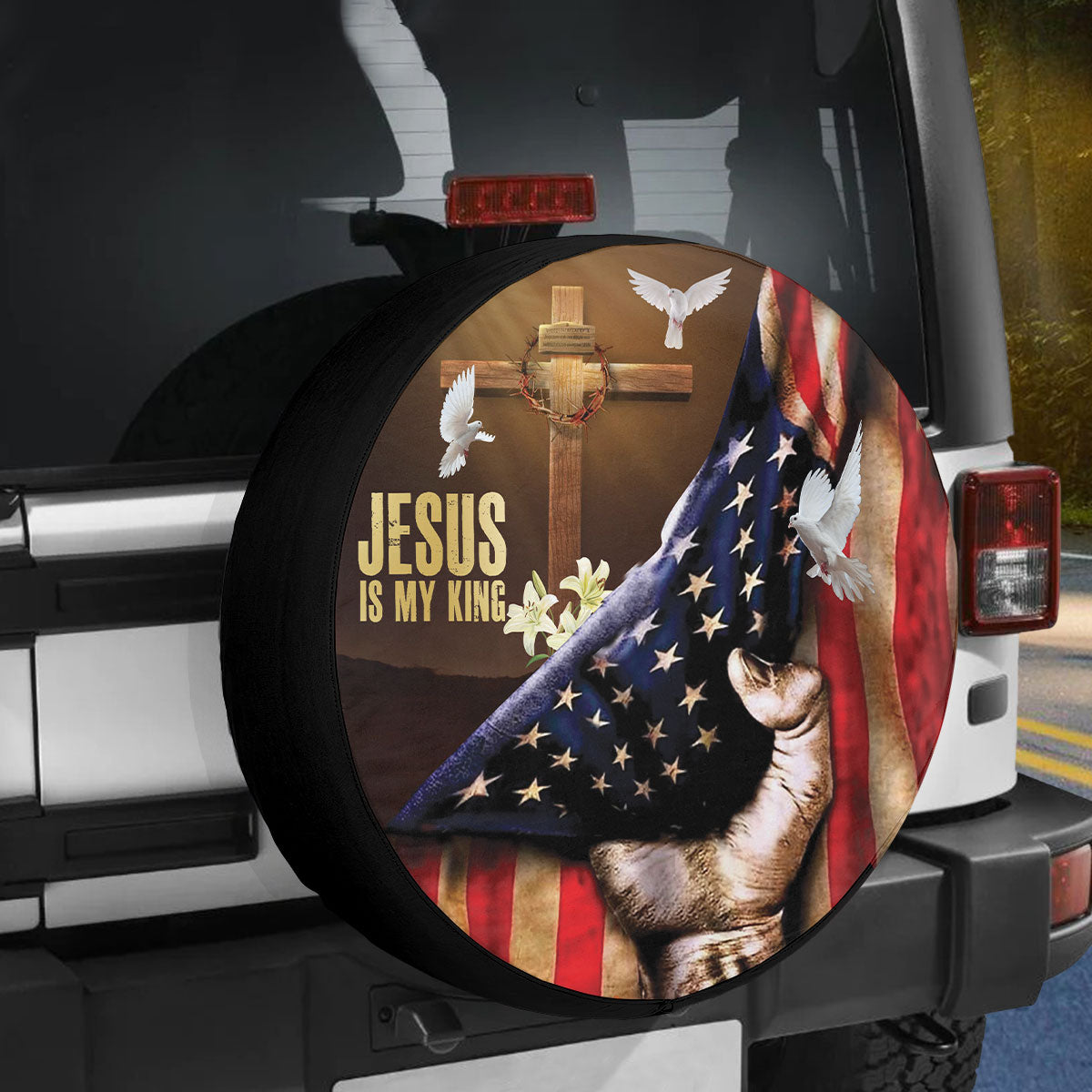 Petthouse | Jesus Tire Wheel Protector Faith Gift Women Worship All Season Protection Jesus Spare Tire Cover