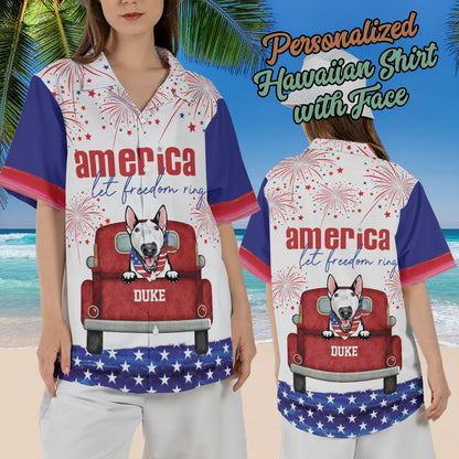 Petthouse | Custom Dog Happy 4th Of July Together Hawaiian Shirt, Gift For Dog Dad Pet Lovers