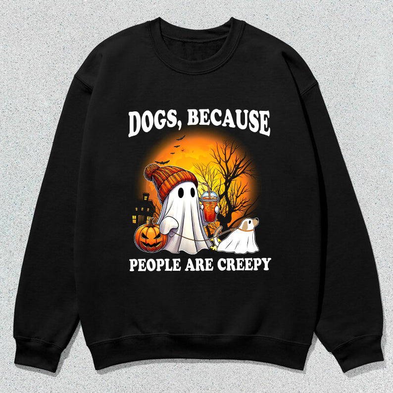 Petthouse | Сute Ghost Dog Walking, Dogs Because People Are Creepy, Halloween Dog Shirt, Spooky Season Gift