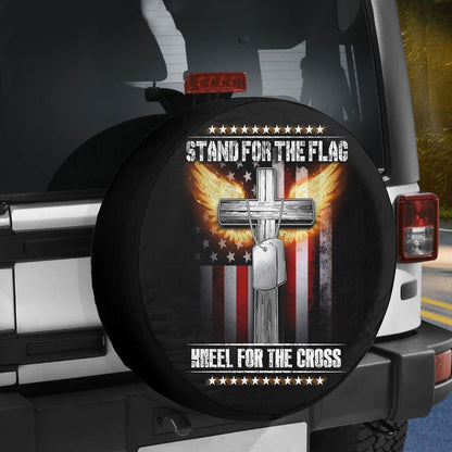 Petthouse | Christian American Veteran Wheel Tire Covers Stand For The Flag Kneel For The Cross Spare Tire Cover