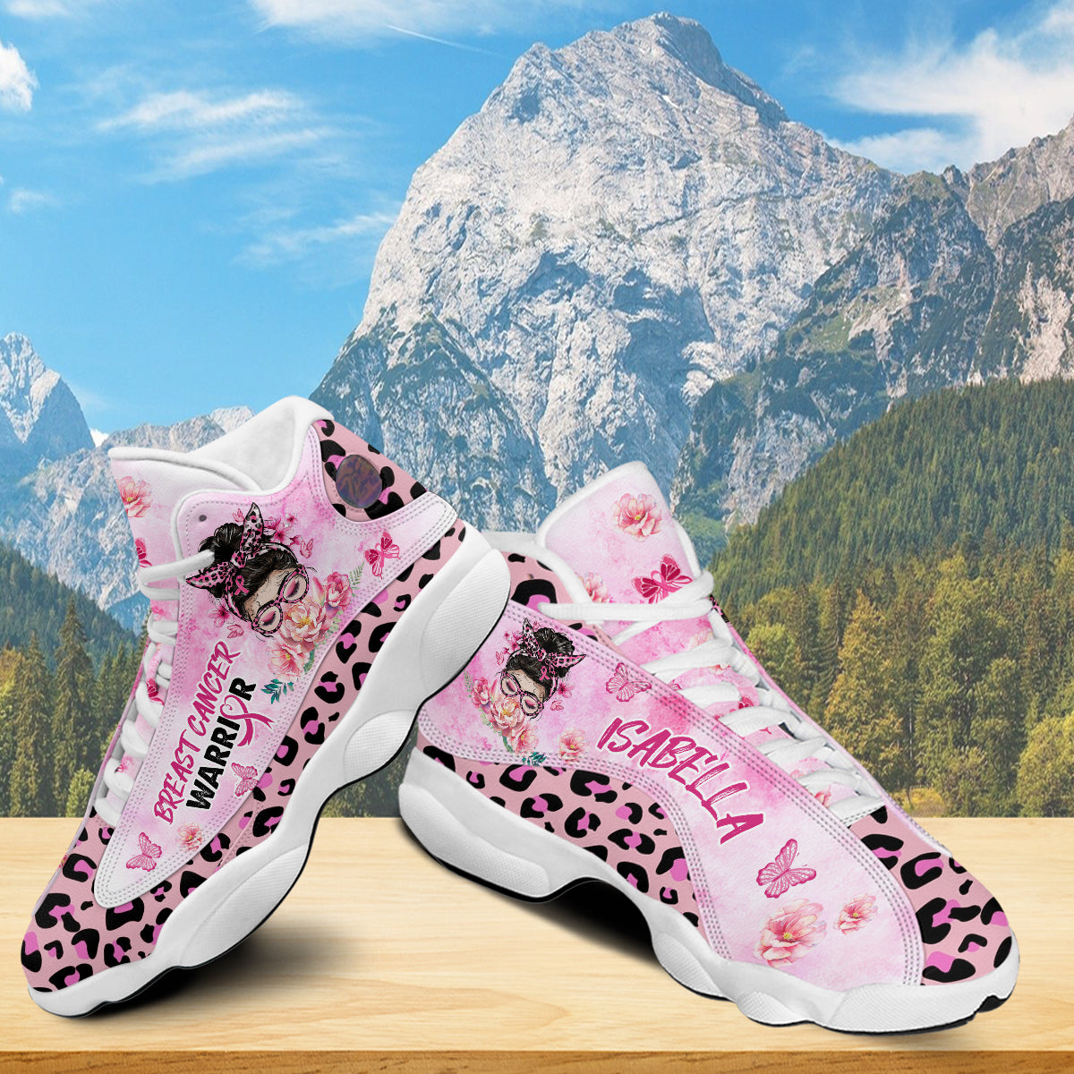 Petthouse | Personalized Name Breast Cancer Awareness Shoes, Breast Cancer Warrior Girl, Pink Ribbon Basketball Shoes, Breast Cancer Gifts