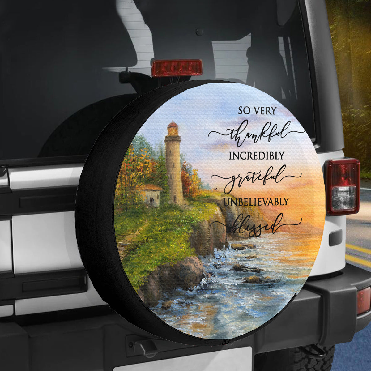 Petthouse | So Very Thankful Spare Tire Cover Lighthouse Wheel Cover Car Accessory Thankyou Gift Car Accessory