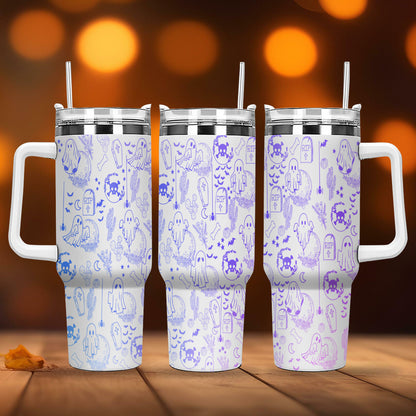 Petthouse | Halloween Doodles 40oz Tumbler, Ghost Tumbler, Viral Halloween Tumbler, Spooky Vibes