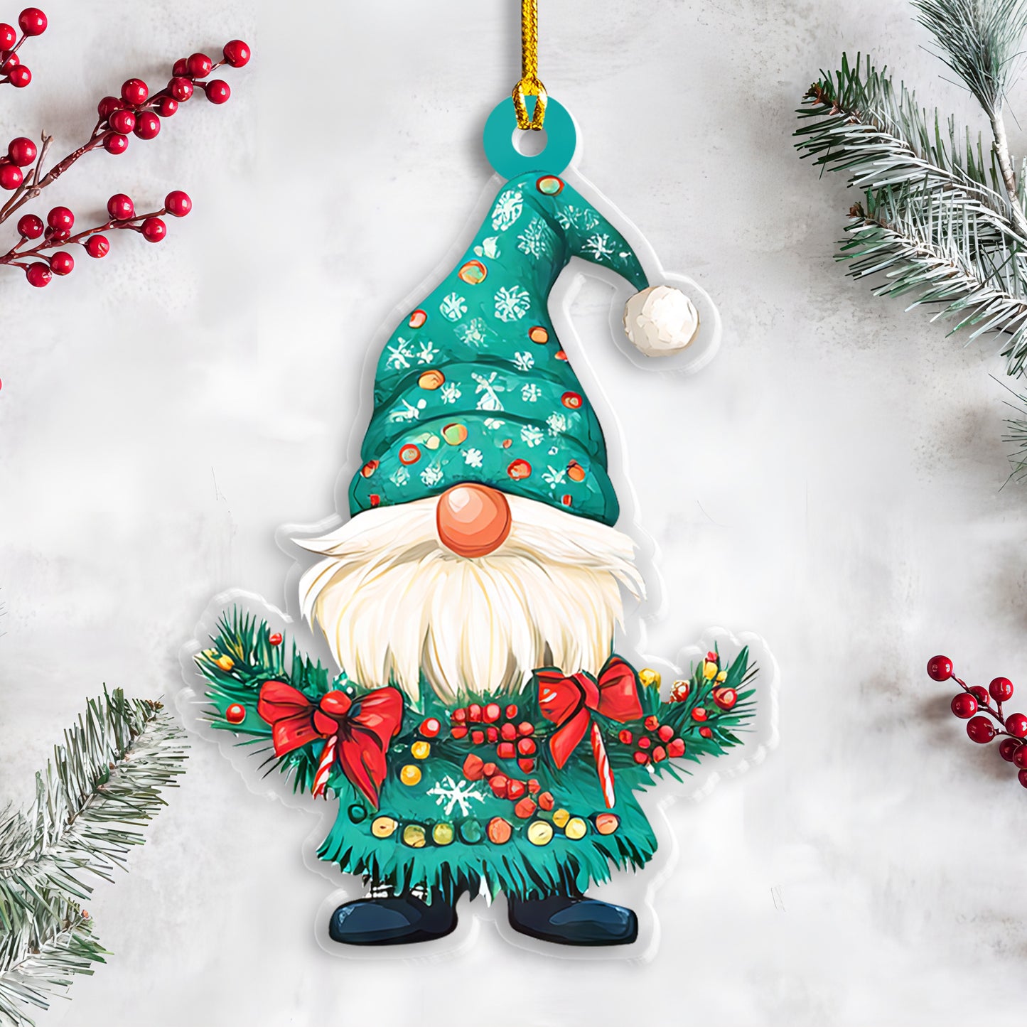 Petthouse | Christmas Gnome Ornaments Hanging, Christmas Gift, Mary And Bright Gnome, Christmas Ornament