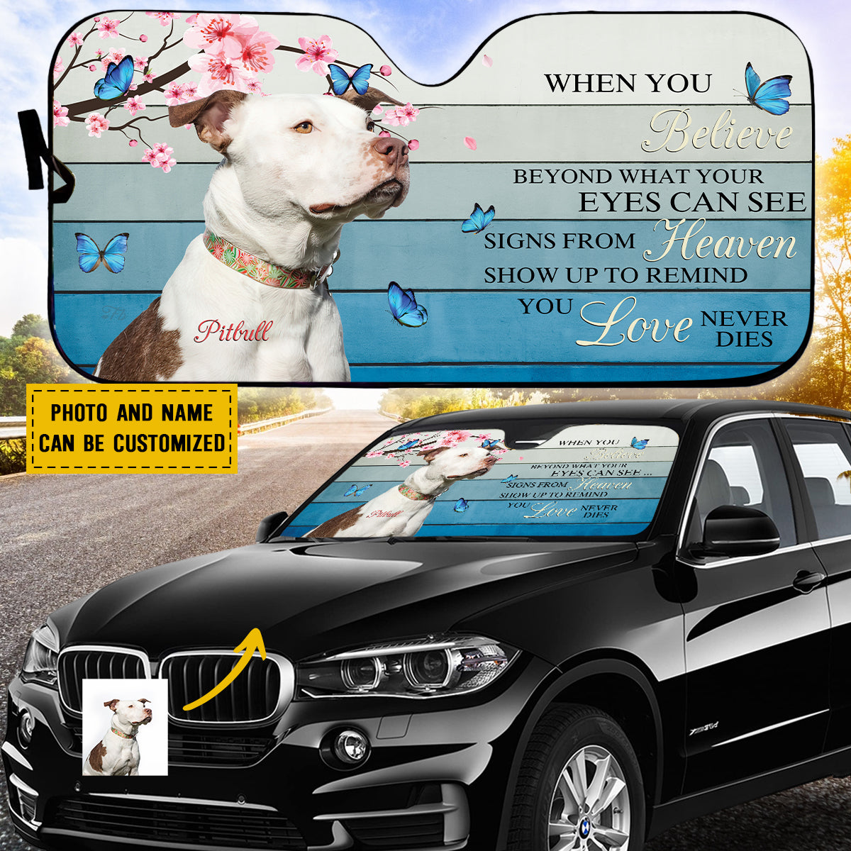 Petthouse | Dog Sunshade Loss Dog Memorial Pitbull Car Sun Shade Windshield Pet Loss Memorial Gift