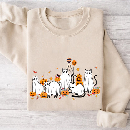 Petthouse | Cute Ghost Black Cats Shirt, Spooky Season, Cat Lover Gift, Halloween Ghost Cat Shirt