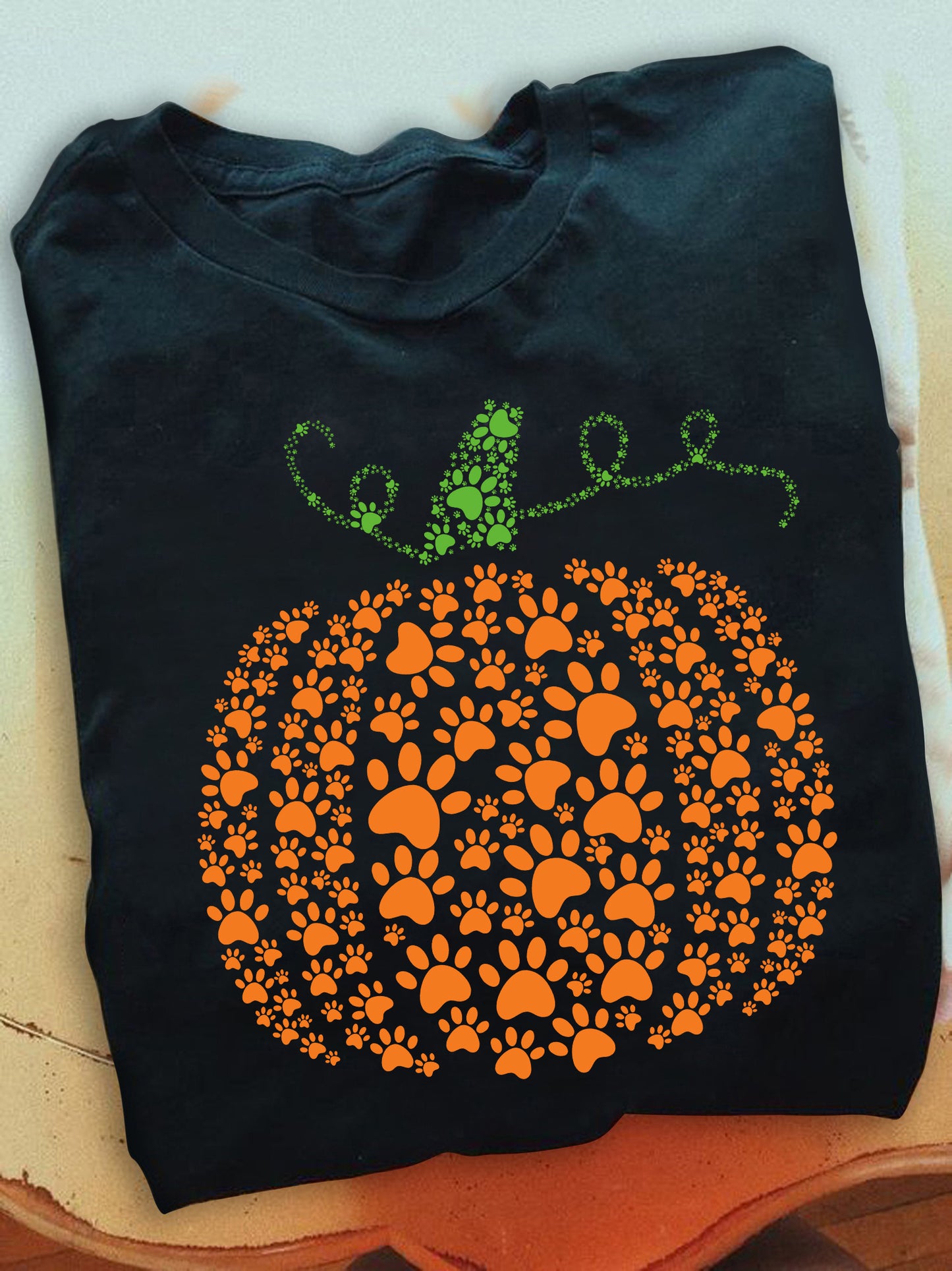 Petthouse | Paw Pumpkin T-shirt, Dog Paw Pumpkin Shirt, Halloween, Thanksgiving, Dog Footprint Pumpkin