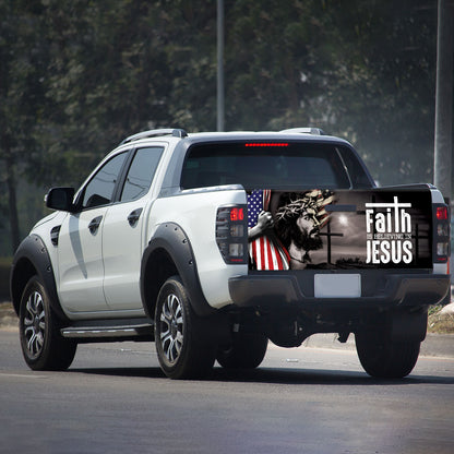 Petthouse | Jesus American Flag Tailgate Graphics Faith Is Believing In Jesus Tailgate Vinyl Us Independence Day Gift