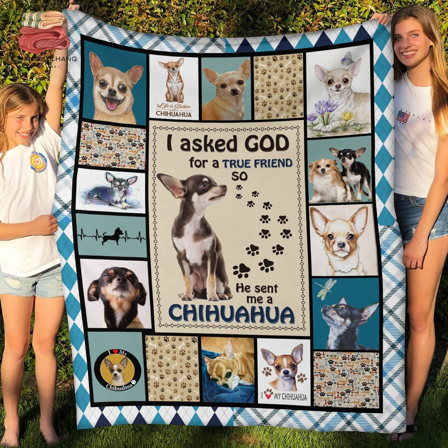 Chihuahua Dog Blanket God Sent Me A Chihuahua Fleece Blanket, Premium Sherpa Blanket