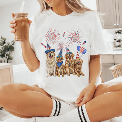 Petthouse | Golden Retriever 4th Of July Shirt, Independence Day Shirt, Dog Mom Fourth Of July