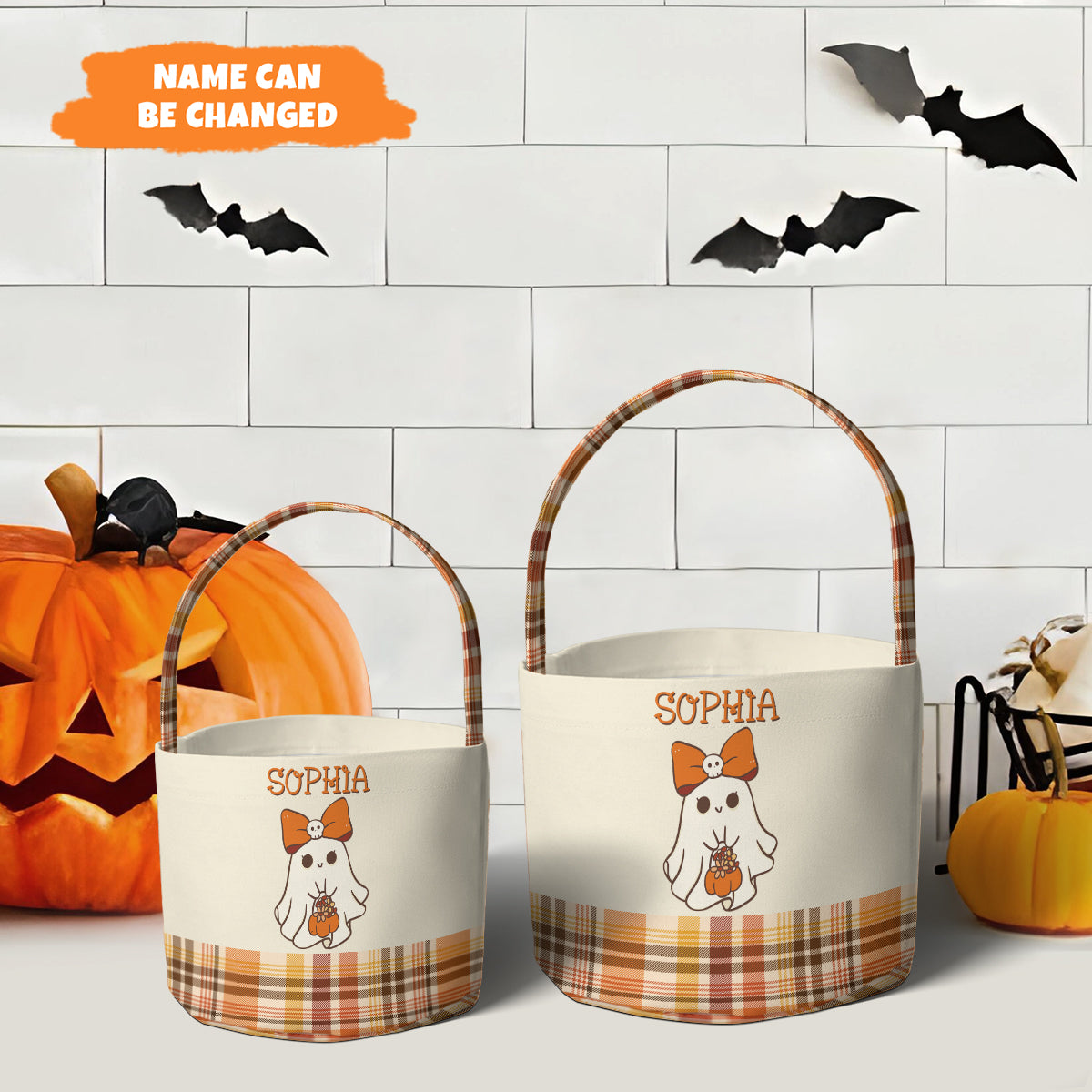 Petthouse | Personalized Trick Or Treat Basket, Trick-or-treat Bucket, Candy Halloween Basket, Monogram