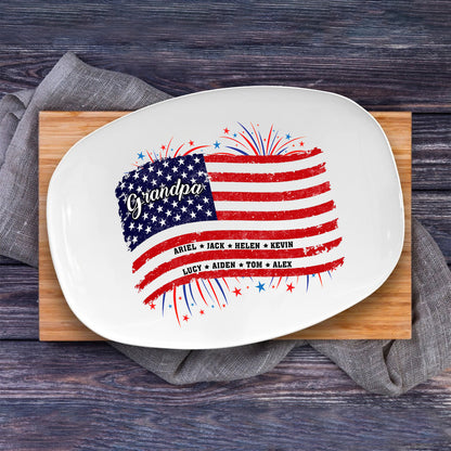 Petthouse | Personalized Grilling Plate, Grandpa Grilling Plate, BBQ Platter, Independence Day Gift, Grill Plate Gift 4th Of July