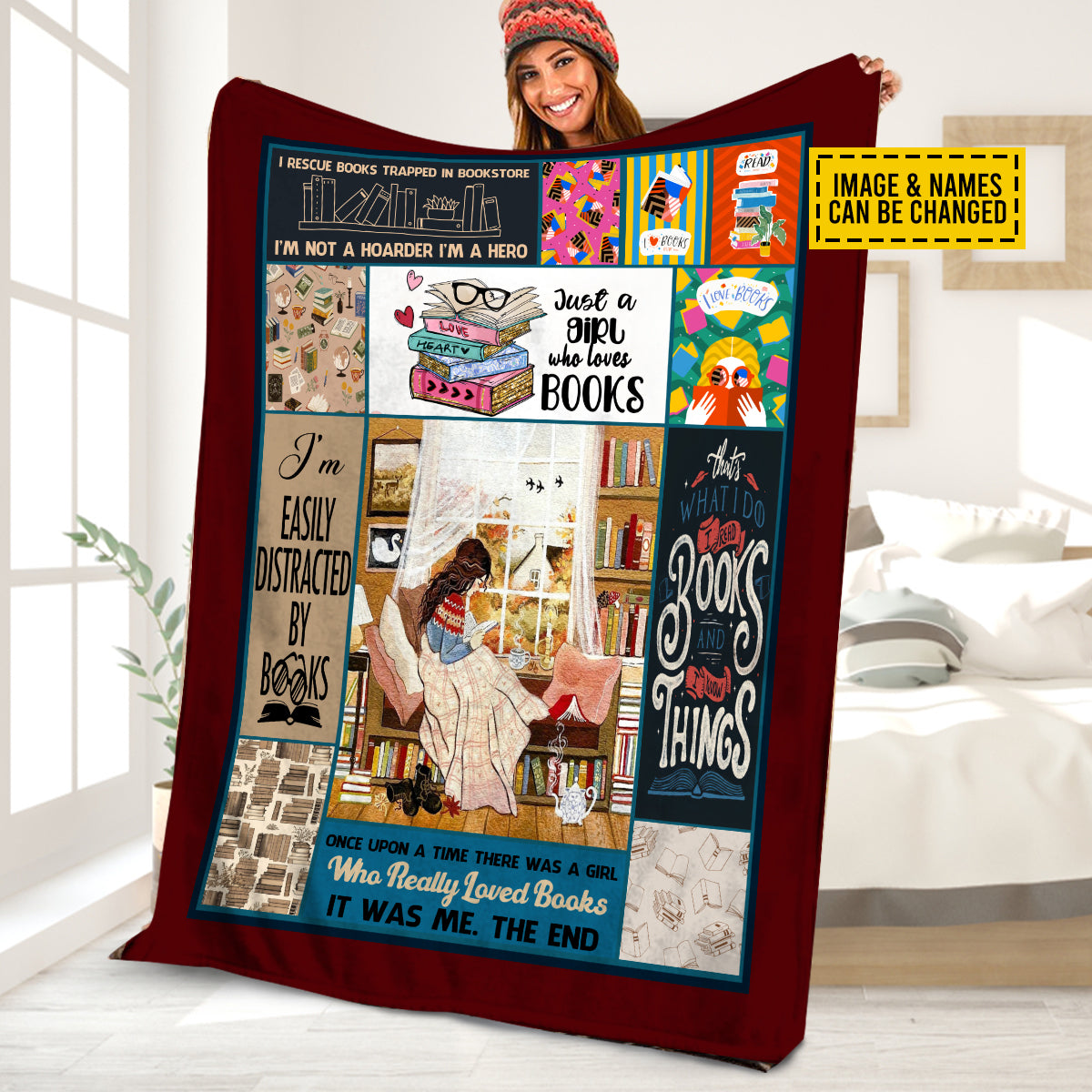 Petthouse | Personalized Just A Girl Who Loves Books Fleece Blanket, Book Lover Throw Blanket, Bookish Bedroom Decor