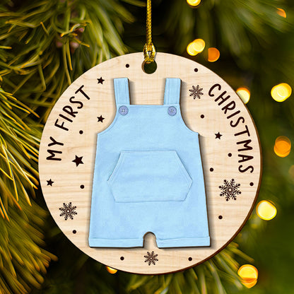 Petthouse | Custom Baby's First Christmas Ornament, Baby Overalls Ornament, My First Christmas Ornament