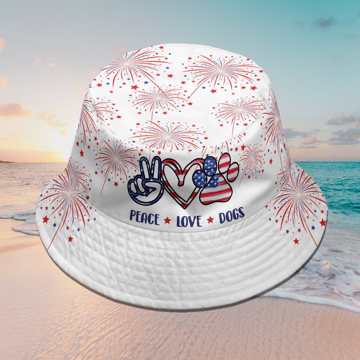 Petthouse | Custom Peace Love Dog Hawaiian Shirt For Dog Lover, 4th Of July Independence Day Summer