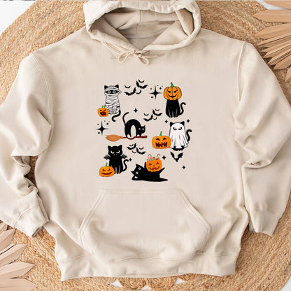 Petthouse | Black Cats Pumpkin Shirt, Spooky Season Shirt, Halloween Ghost Pumpkin Cat Shirt Gift