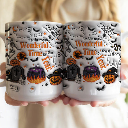 Petthouse | Skeleton It's The Most Wonderful Time Of The Year 3d Inflated Effect Printed Mug, Halloween Gift