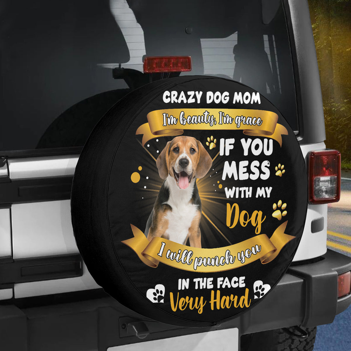 Petthouse | Waterproof Spare Tire Cover Beagle Crazy Dog Mom Spare Wheel Cover Dog Mom Car Accessories