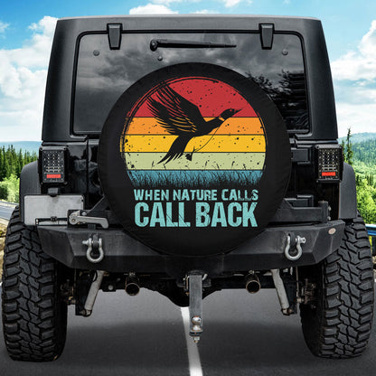 Petthouse | Hunting Retro Tire Protector, When Nature Calls Call Back, Duck Hunting Spare Tire Cover, Gift For Hunter
