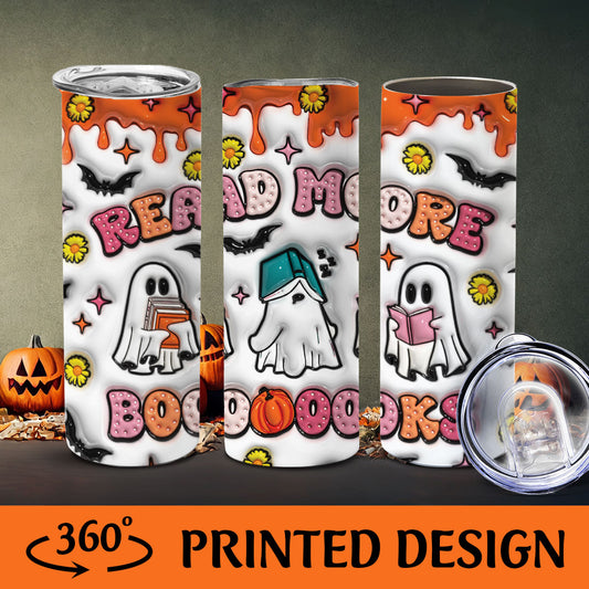 Petthouse | Ead More Books Spooky Teacher 3d Inflated Skinny Tumbler, Spooky Teacher Halloween Tumbler