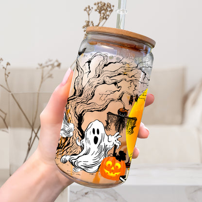 Petthouse | Halloween At The Witches Forest Vintage Glass Can, Halloween Spooky Vibes, Iced Coffee Cup