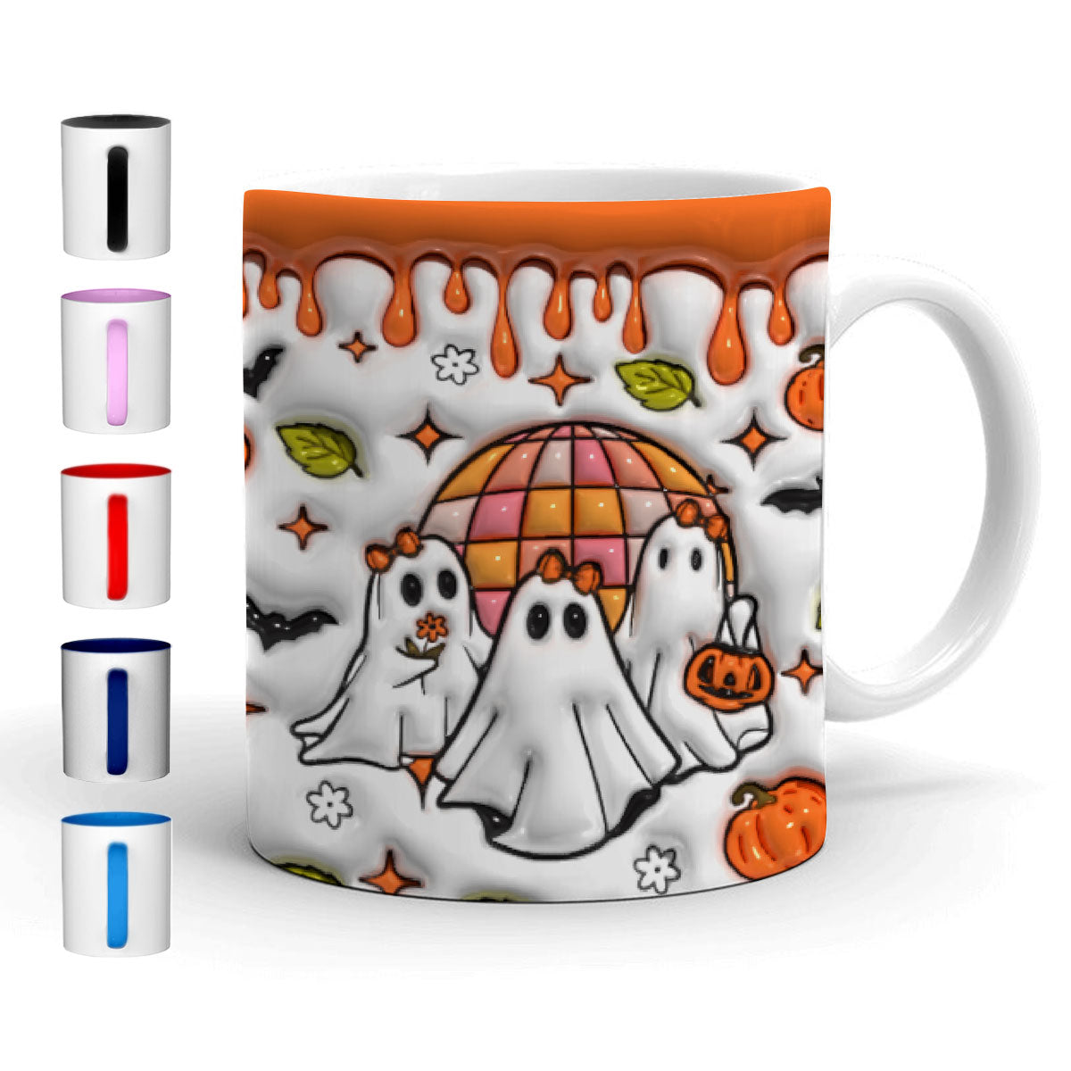 Petthouse | Thick Thighs And Spooky Vibes Skinny Mug, Ghost Spooky 3d Inflated Effect Printed Mug