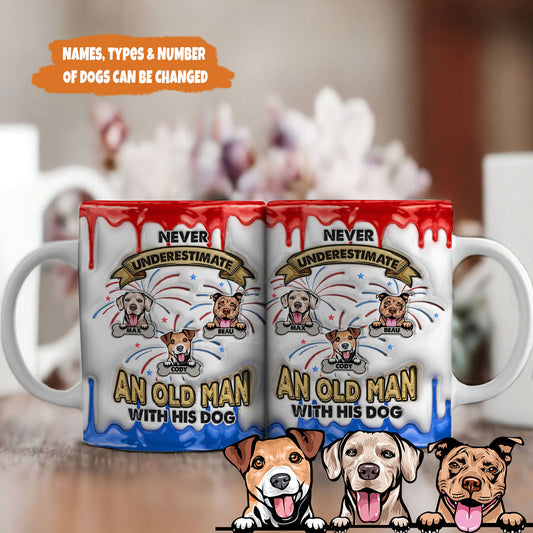 Petthouse | Custom Dog Never Underestimate An Old Man With His Dog 3d Inflated Effect Printed Mug