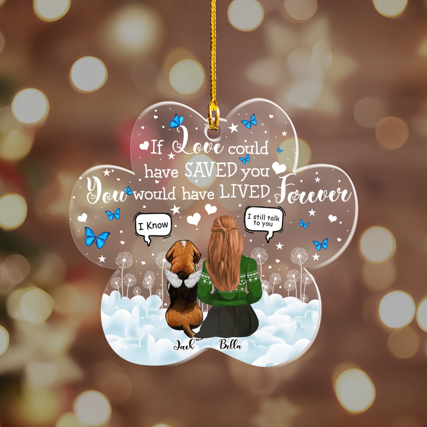 Petthouse | Personalized Dog Memorial Ornament, Memorial Dog Christmas, Dog Angel I Miss You Ornament