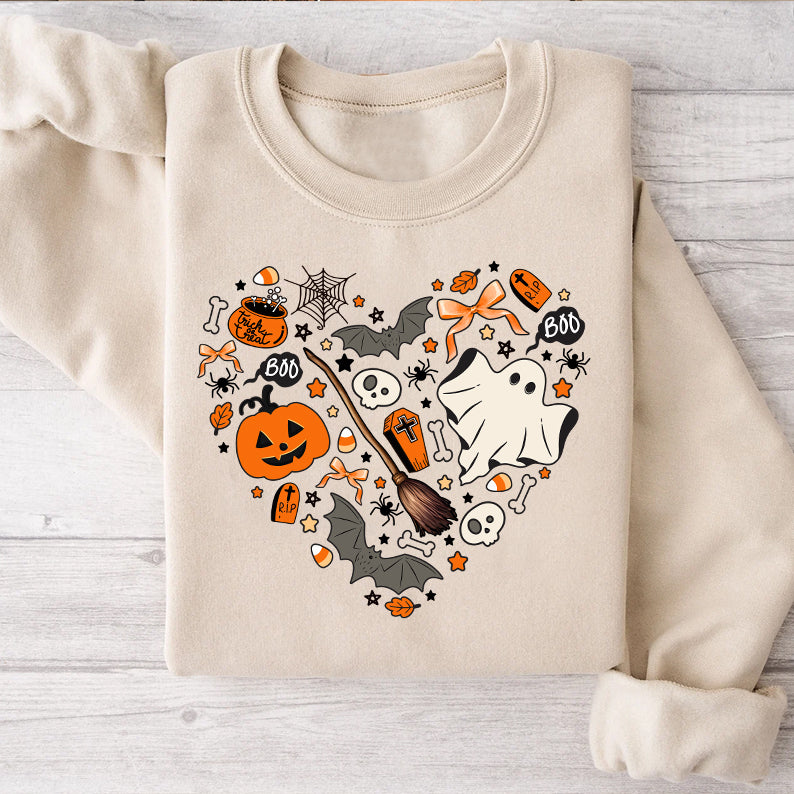 Petthouse | Cute Halloween Tshirt, Halloween Doodles Hearth Shirt Gift For Halloween Moms Shirt