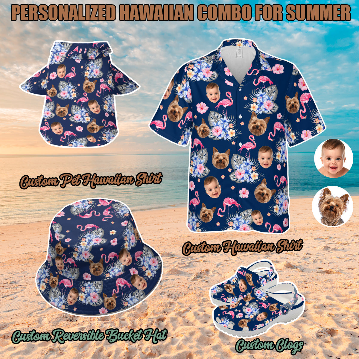 Petthouse | Custom Face Hawaiian Shirt, With Any Images, Button Downs For Family, Beach Fattern