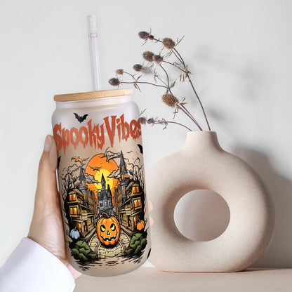 Petthouse | Halloweentown Glass Cup, Fall Pumpkin Glass Can, Spooky Season, Halloween Gift For Her