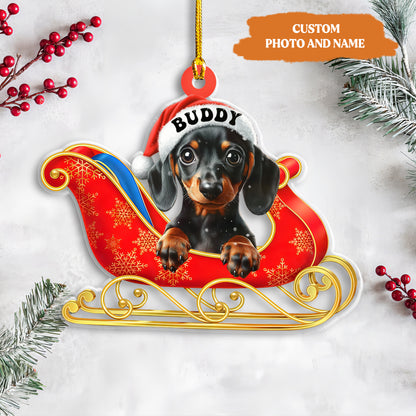 Petthouse | Personalized Dachshund Dog Christmas Ornament, 2d Flat Dog Ornament, Christmas Tree Hanging