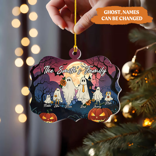 Petthouse | Personalized Halloween Ghost Family Ornament, Halloween Ornament Tree Hanging, Halloween Gift