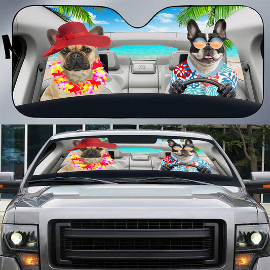 Petthouse | French Bulldog Windshield Sun Shade Dog Sunshade Dog Hawaii Summer Trip Car Sun Shade Windshield